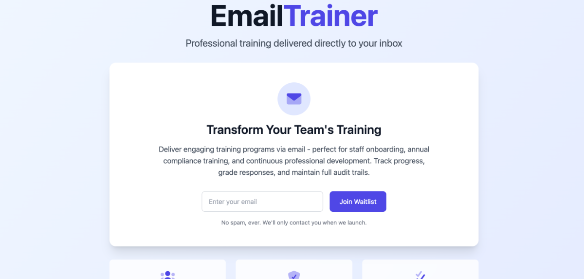 Training content delivered by email